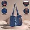 ZAINTO Denim Tote Bag with vegan Leather Detailing - Stylish and Durable Everyday Shoulder Bag for Women stylish Eco-Friendly, Durable, Lightweight