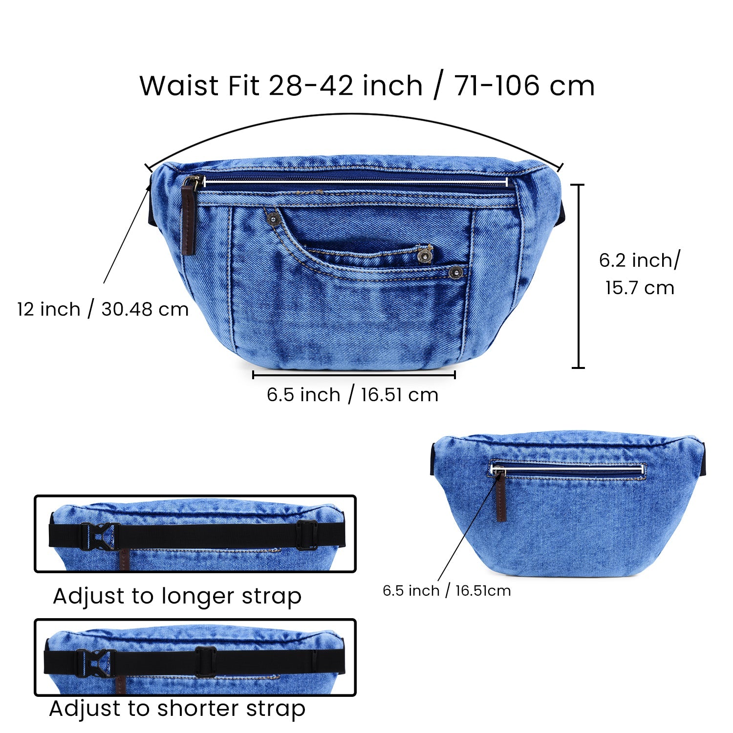 VEGAN Blue Pouch for Men, Dark Denim Canvas Small Waist Fanny popular Packs, Unisex Crossbody Pouch Bag