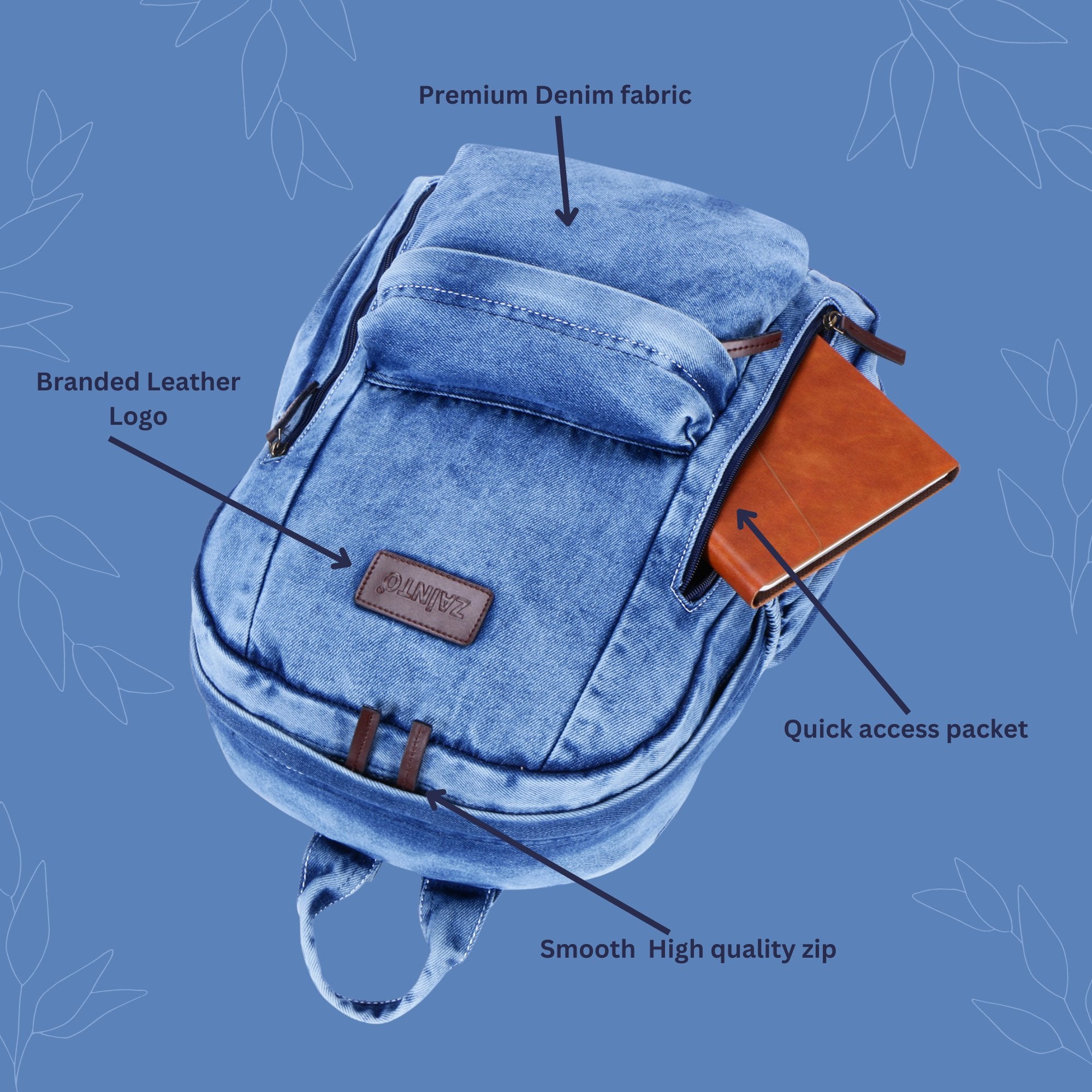 Denim bag ,Denim backpack ,Soft denim fashion backpack, good Fashion Denim Backpack, Hand Made Denim Backpack