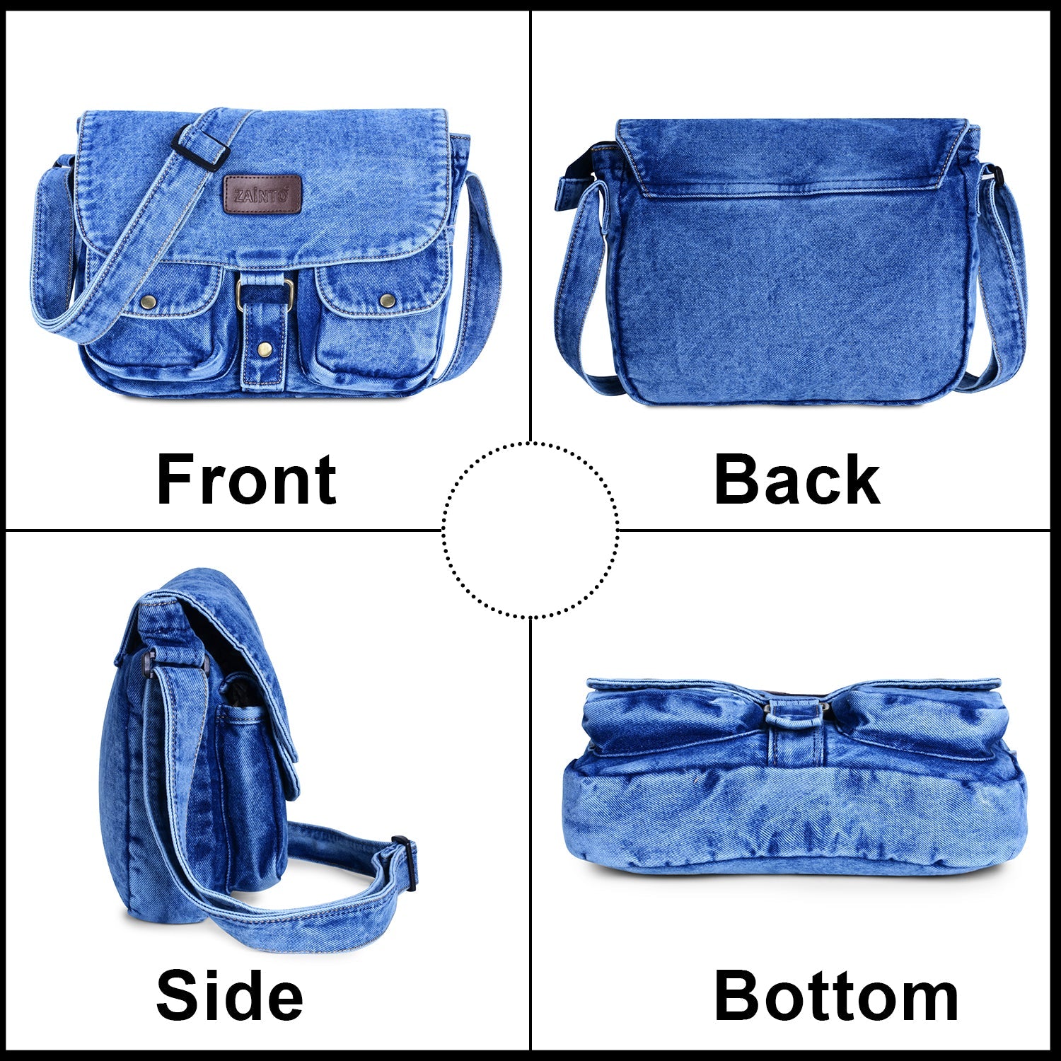 ZAINTO Denim Sling bag Students Book Bag for women ZAINTO Bag